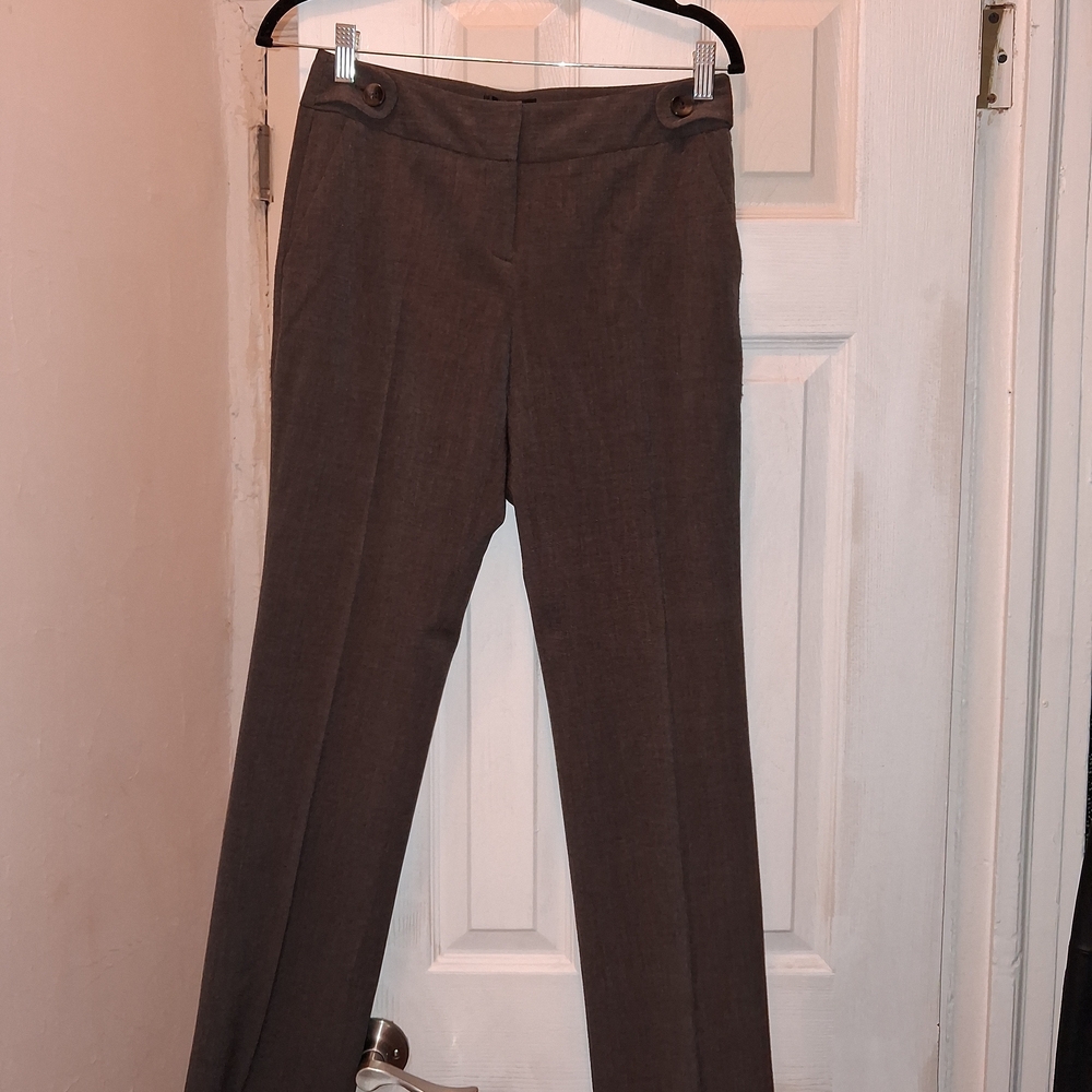 Brown Mid-Rise Straight Leg Dress Pants
